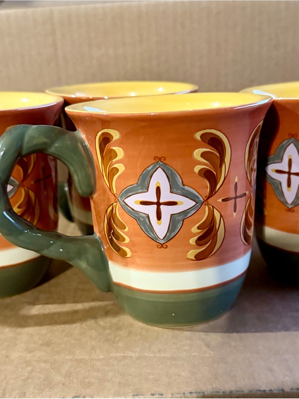 Artimino Tuscan Countryside Sienna Sage Stoneware Mugs Set of 4